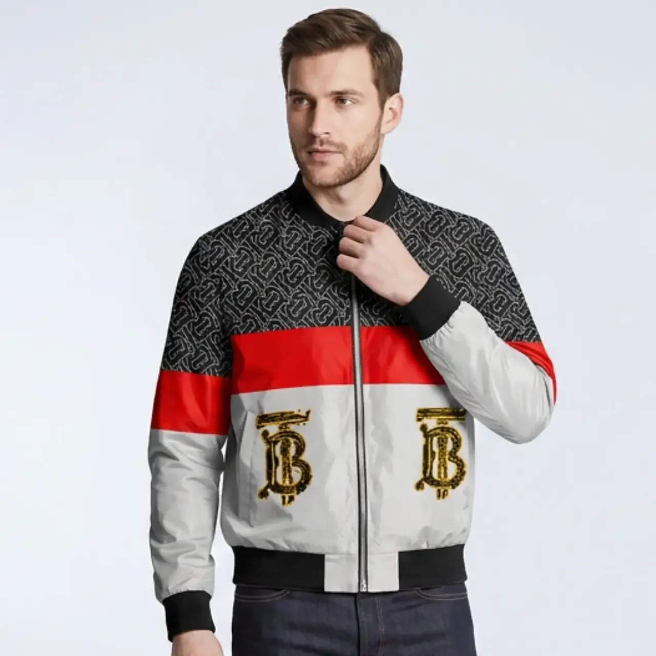 Burberry Monogram Colorblock Bomber Jacket