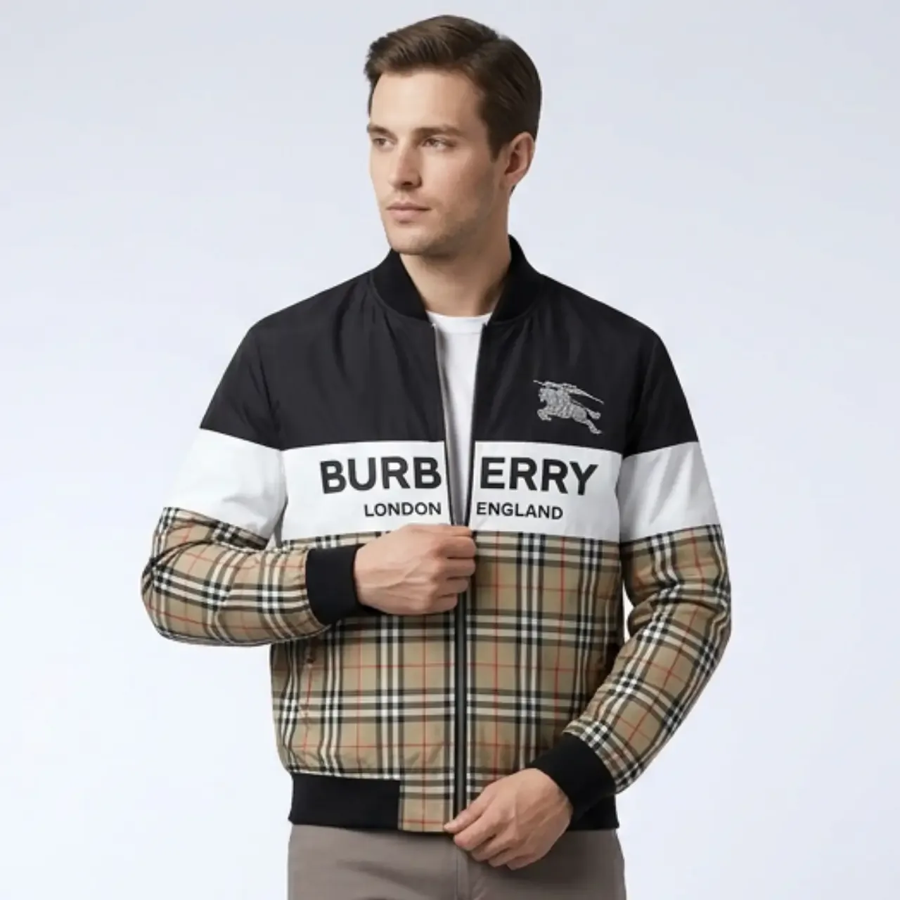 Burberry Logo Check Harrington Jacket