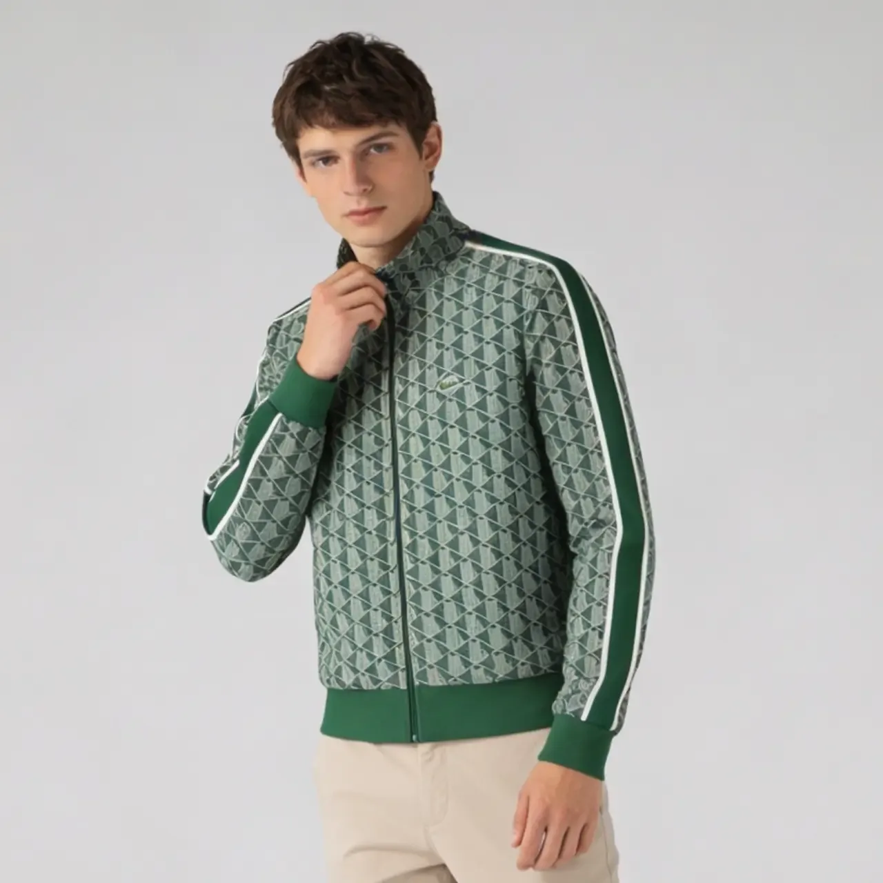 Lacost Geometric Monogram Track Jacket