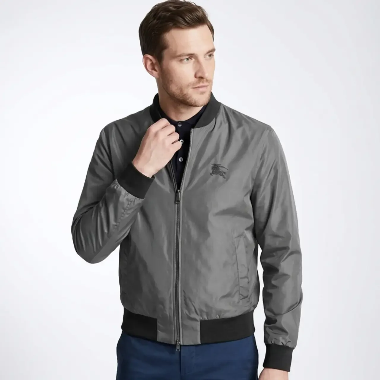 Burberry Reversible Bomber Jacket in Stone Grey