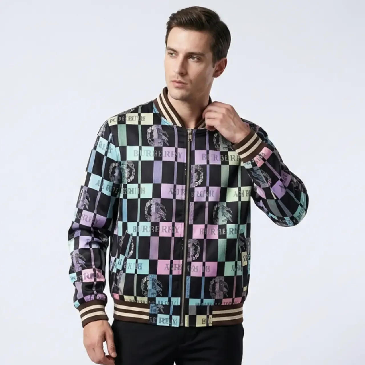 Burberry Checkerboard Logo Bomber Jacket