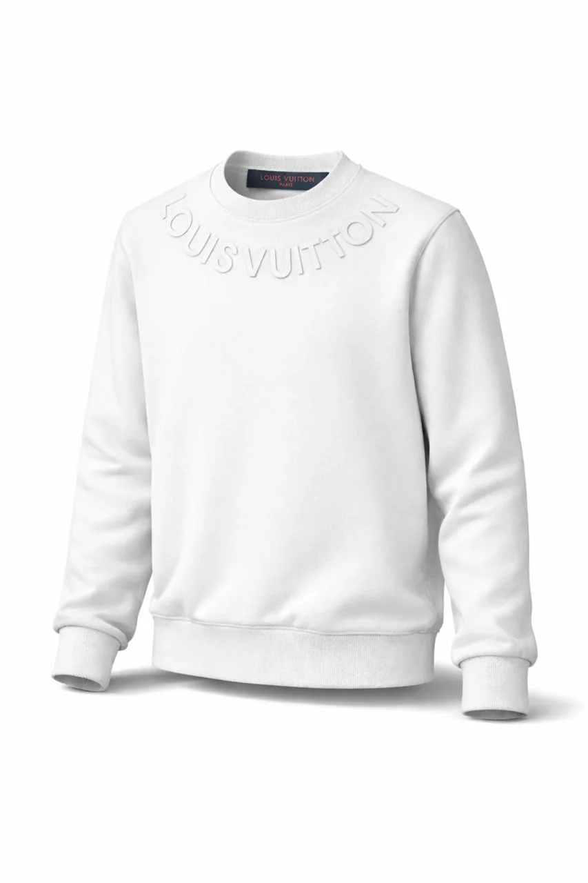 LV Tonal Logo Crewneck Sweatshirt – White