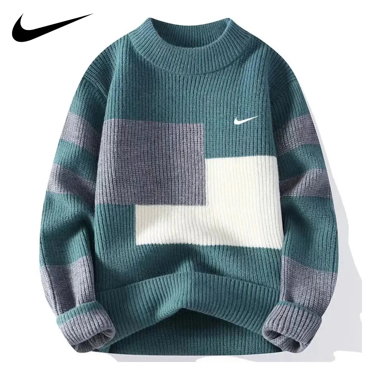 NK Modern knit sweater with color block design