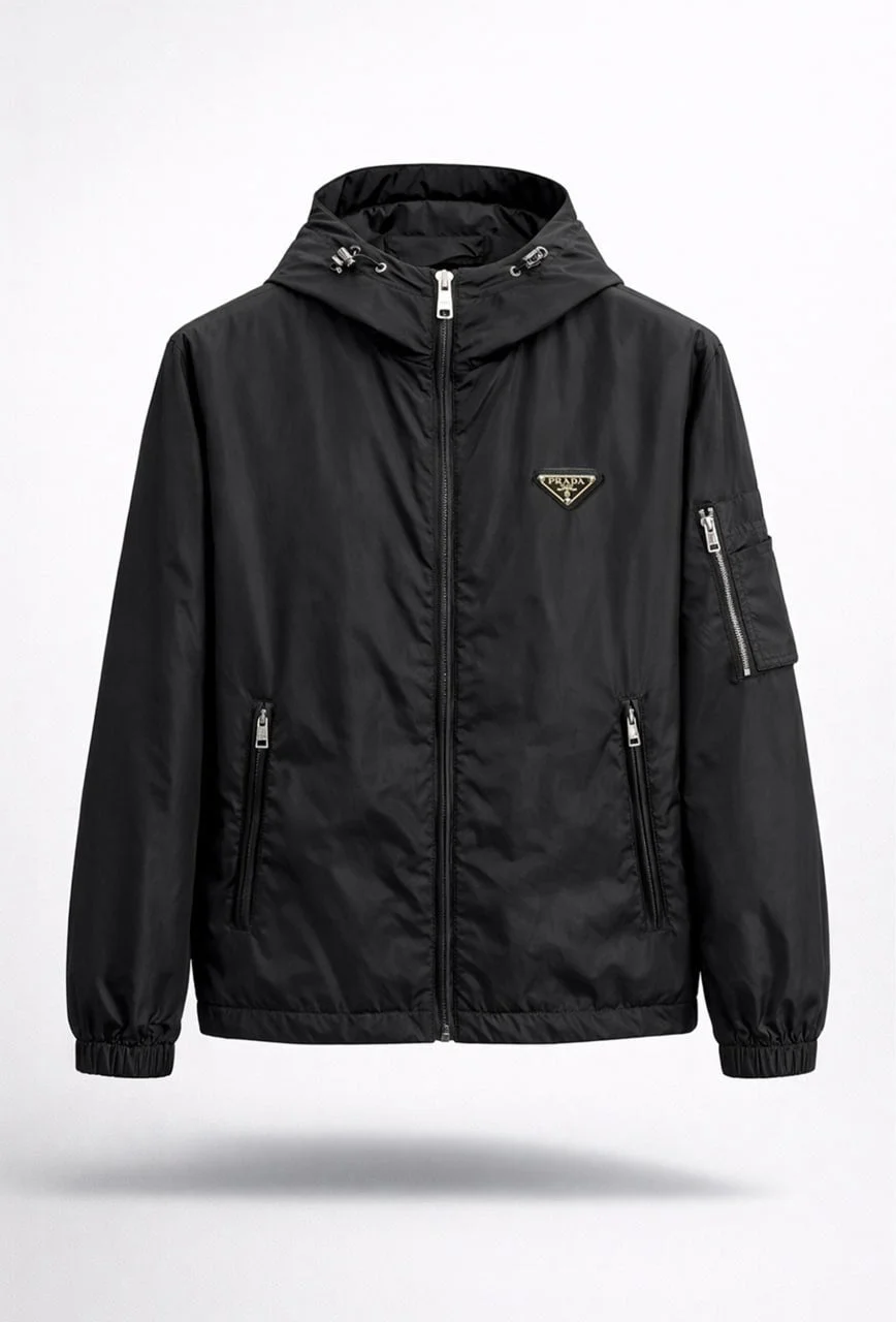 Re-Nylon Hooded Zip Jacket – Black