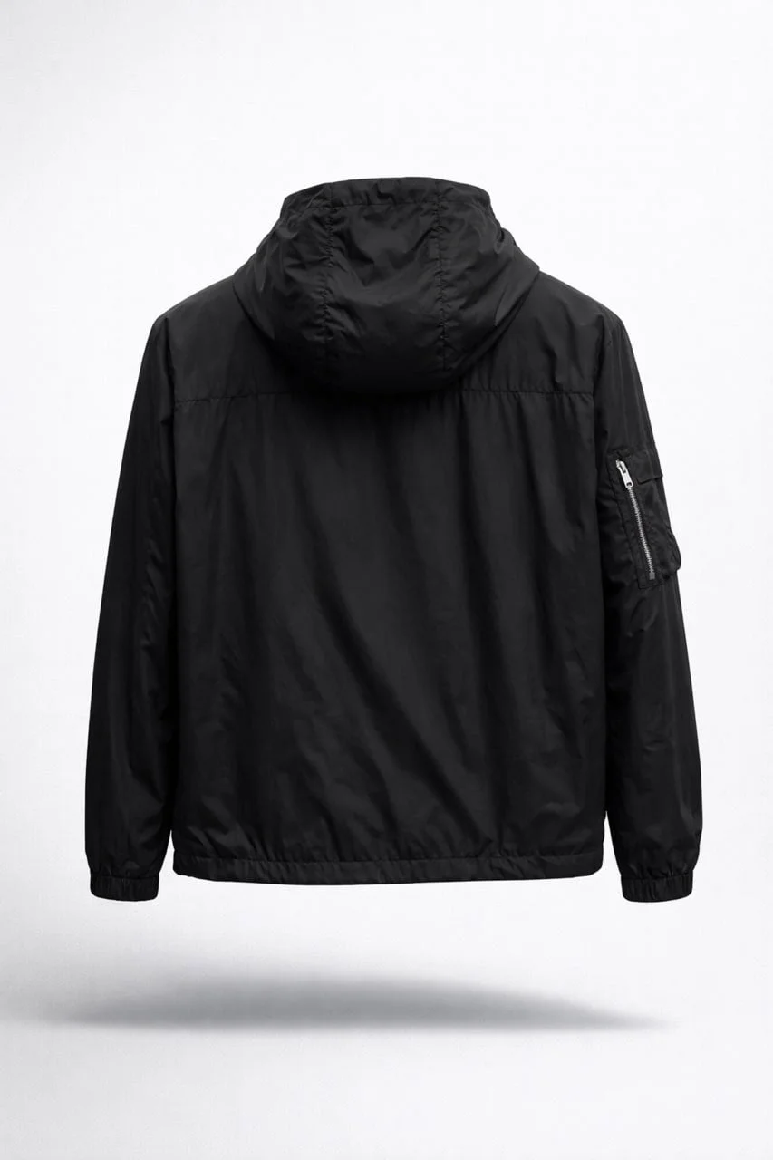 Re-Nylon Hooded Zip Jacket – Black