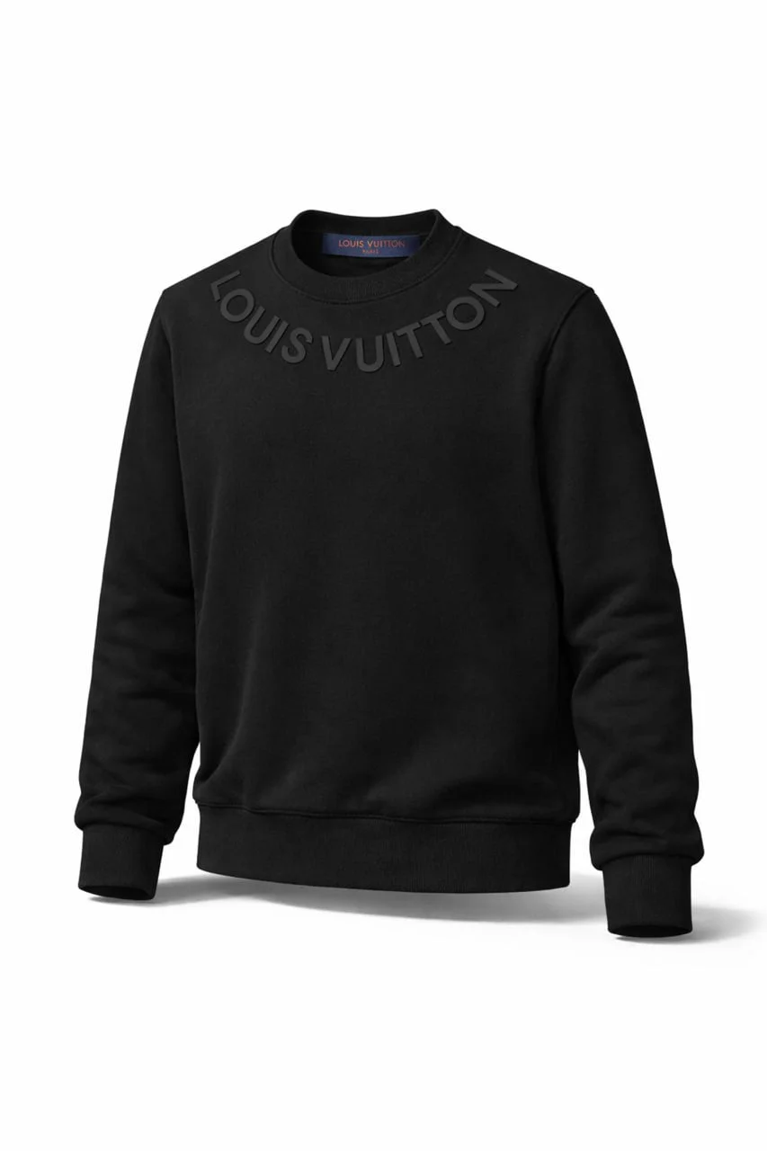 LV Tonal Logo Crewneck Sweatshirt – Black
