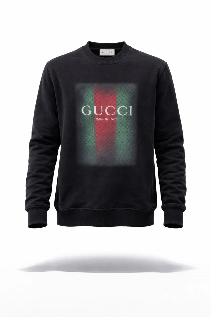 GG Web Stripe Logo Crewneck Sweatshirt – Black