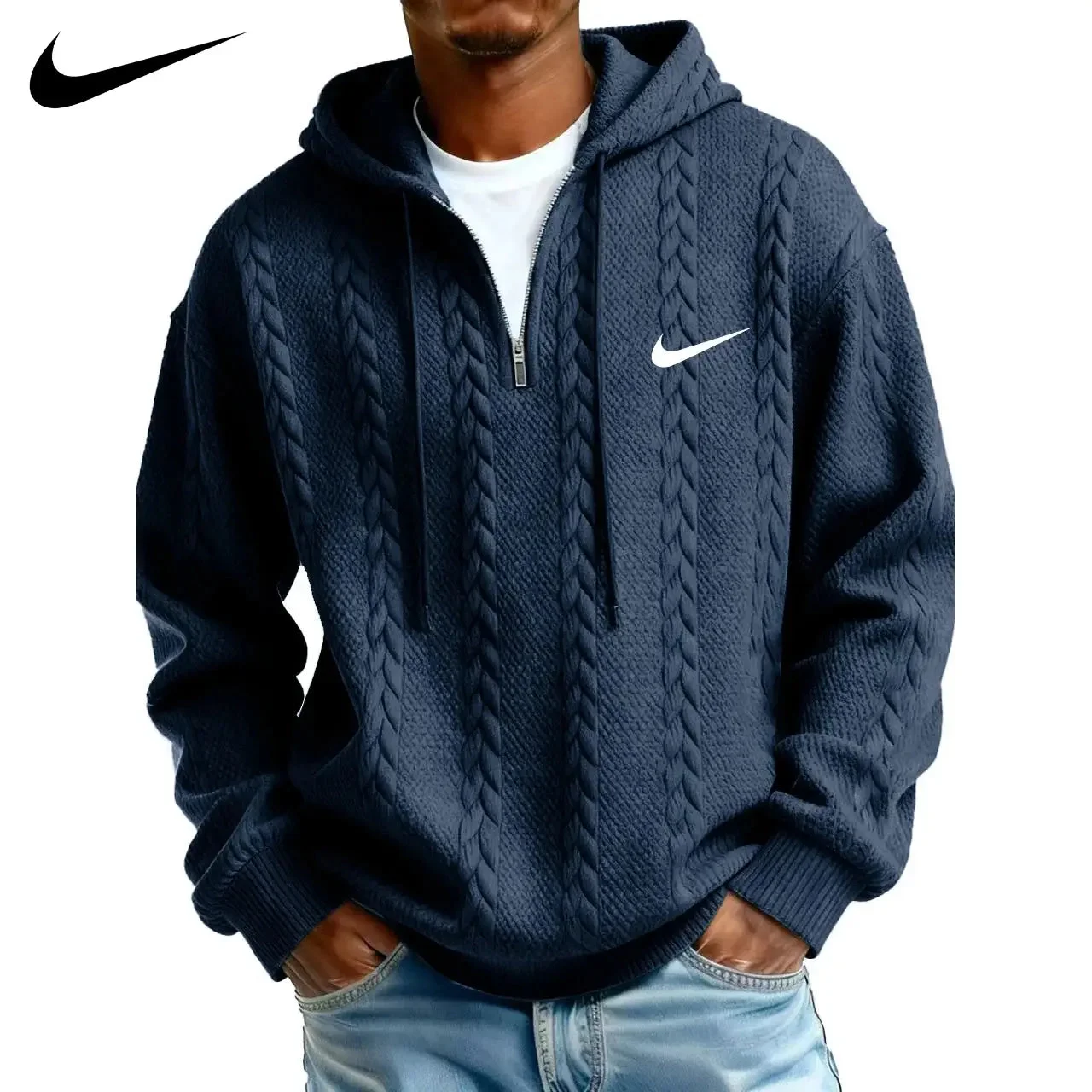 Half Zip Alpine Cable Hoodie