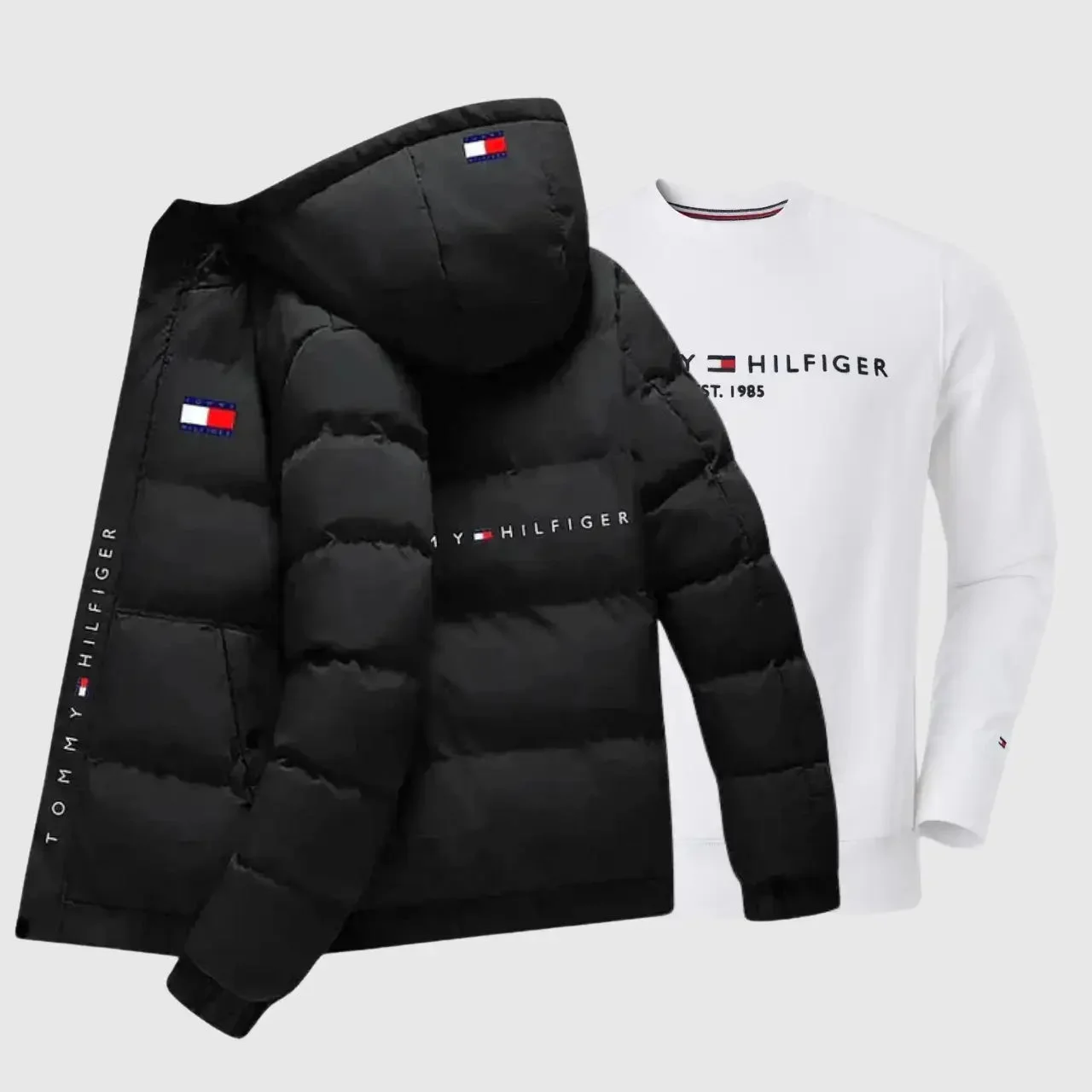 Padded winter jacket with hood + free sweatshirt