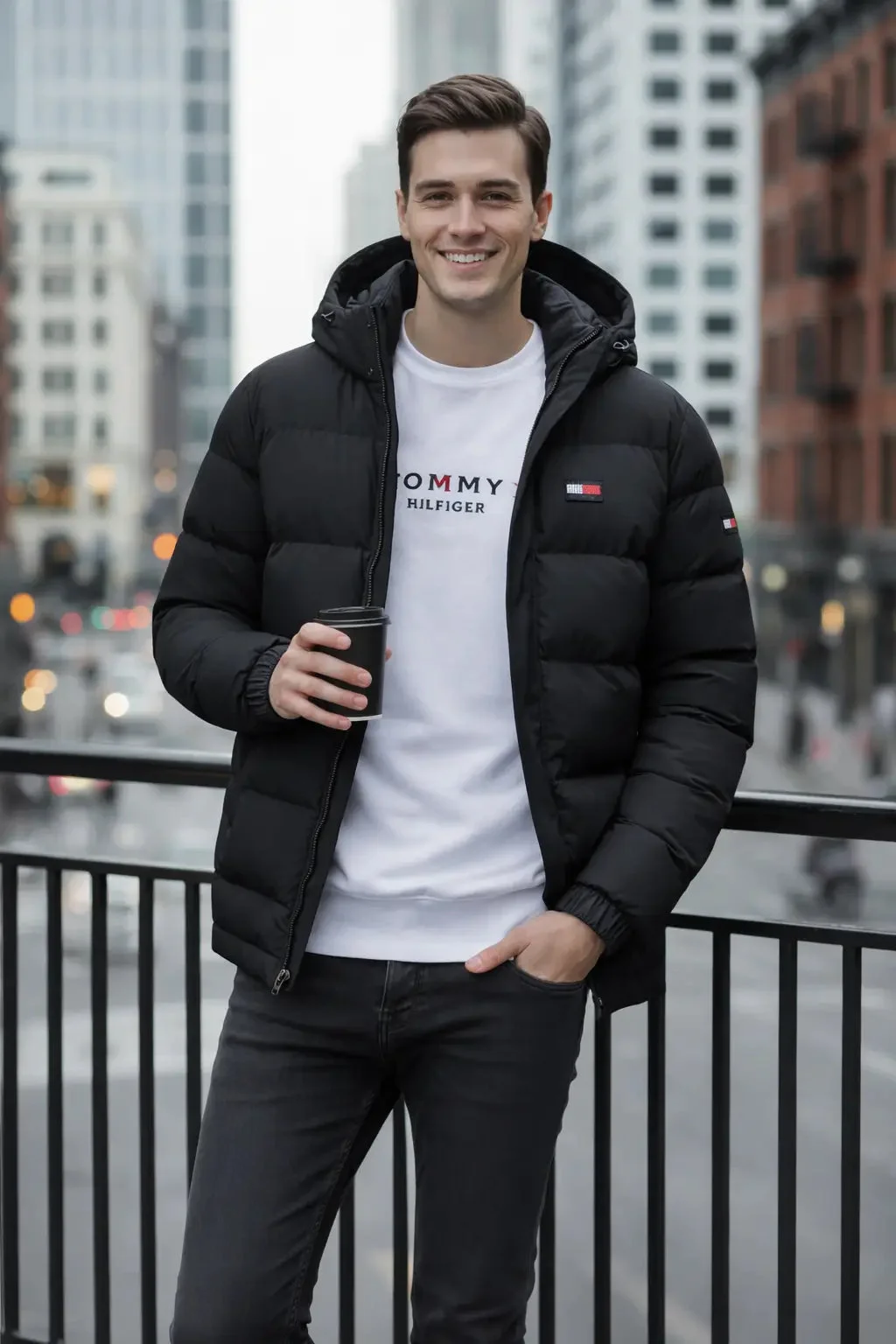 Padded winter jacket with hood + free sweatshirt