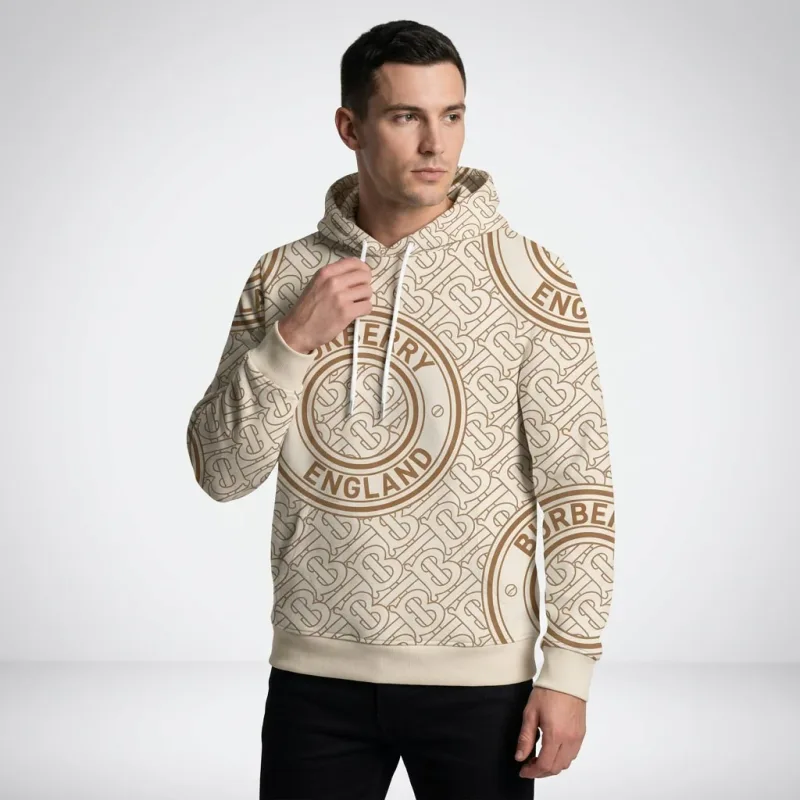 Burberry Monogram Print Hoodie - Beige