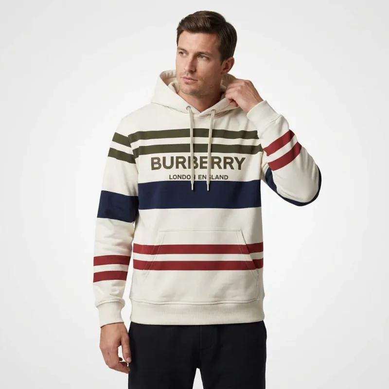 Burberry London Striped Logo Hoodie