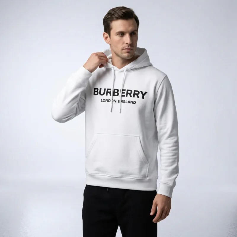Burberry London England Logo Hoodie White