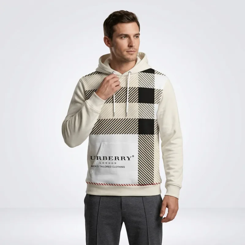 Burberry London Check Pattern Hoodie - Cream