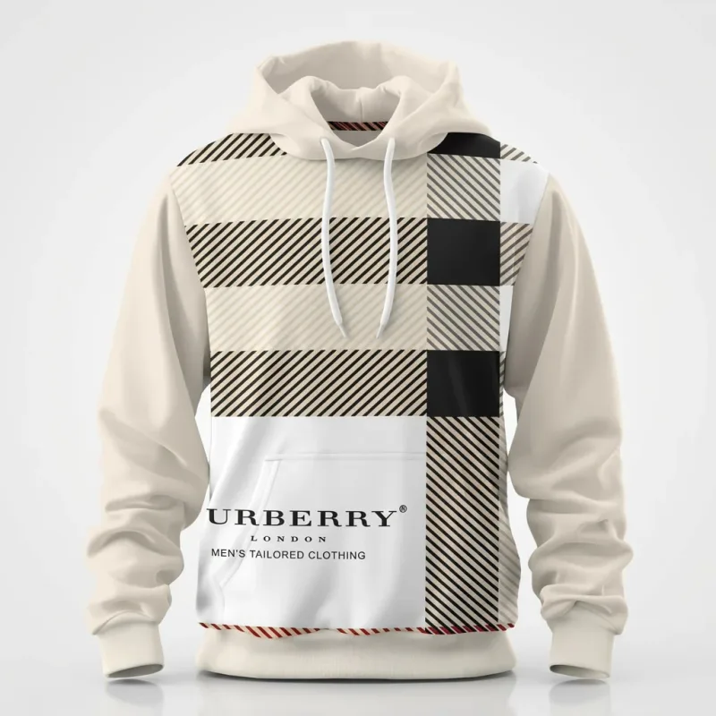 Burberry London Check Pattern Hoodie - Cream