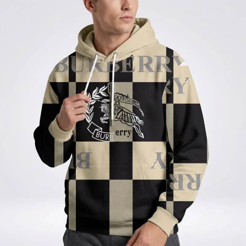 Burberry Check Print Hoodie with Equestrian Knight