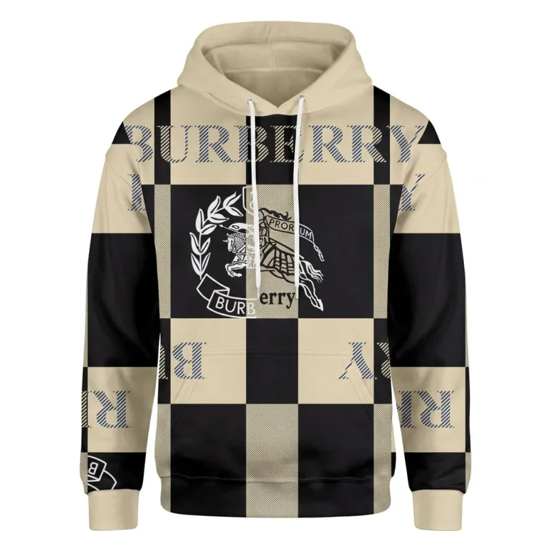 Burberry Check Print Hoodie with Equestrian Knight
