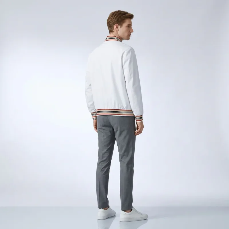 Burberry Monogram Striped Bomber Jacket - White
