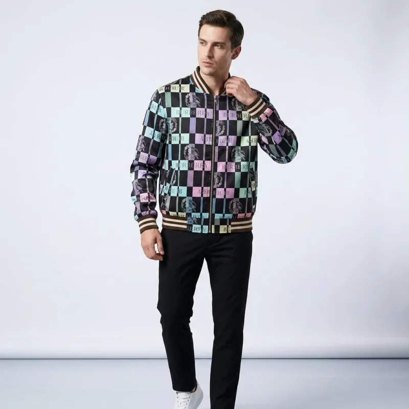 Burberry Checkerboard Logo Bomber Jacket