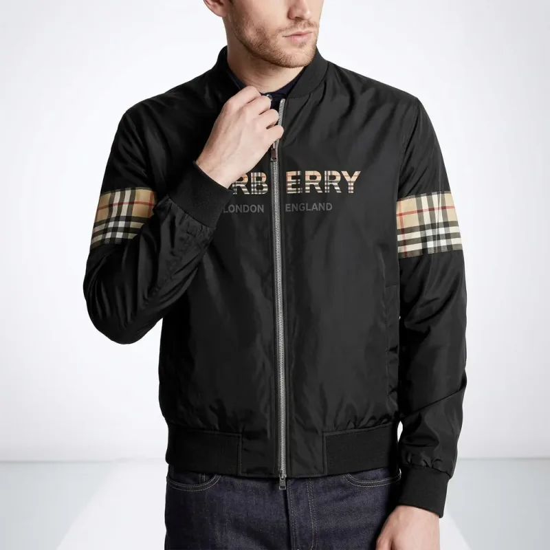 Burberry Check Detail Bomber Jacket