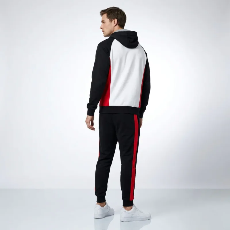 Color-Block Track Suit Set with Hoodie