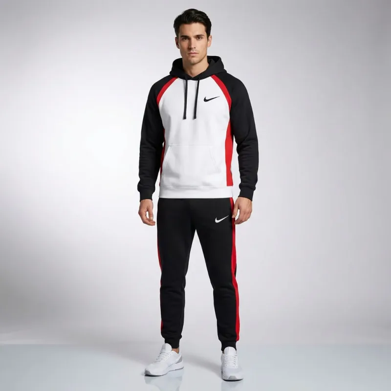 Color-Block Track Suit Set with Hoodie