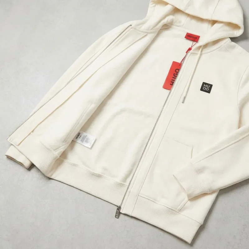 HUGO Cream Full-Zip Hoodie