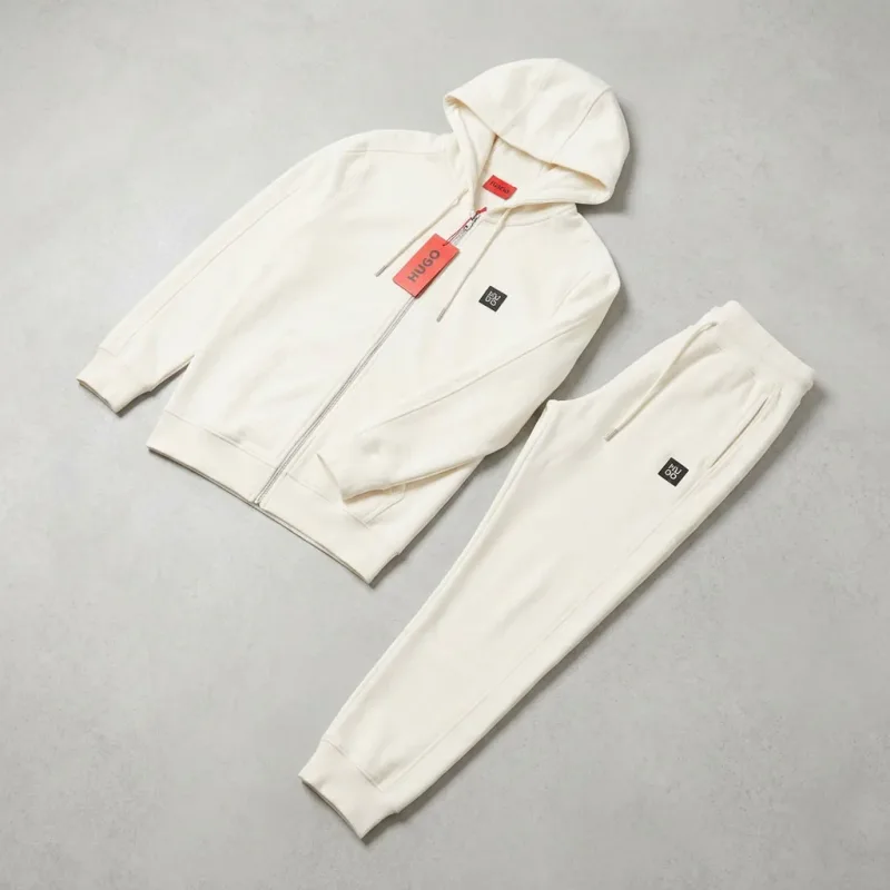 HUGO Cream Full-Zip Hoodie