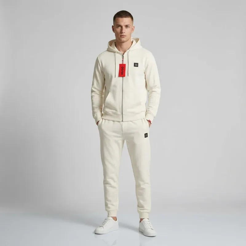 HUGO Cream Full-Zip Hoodie